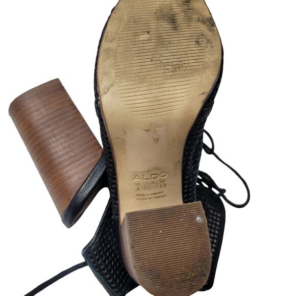 Aldo Alicya Perforated Lace Up Open Toe Block Heel Sandal, Size 8, EUC - Picture 5 of 11